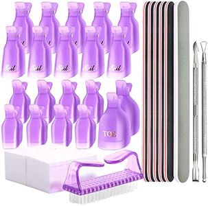 BEETIY 20pcs Nail Polish Gel Remover Tools Kit Fingernail &Toenail Clips 100Pcs Nail Pads 5pcs 100/180 Grits Nail Files 400/4000 Grits Nail Buffer Nail Scraper for Dip Powder Nail