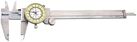 Starrett 120 Series Fractional Dial Calipers for Accurate Measurement with Fitted Plastic Case - White Face, 0-6" Range, +/-0.002" Accuracy, 0.010" Graduations - 1202F-6