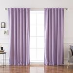 Best Home Fashion Thermal Insulated Blackout Curtains - Back Tab/Rod Pocket - 52" W x 72" L - Lavender (Set of 2 Panels)