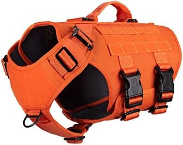 ICEFANG Tactical Dog Operation Harness with 6X Buckle,Dog Molle Vest with Handle,3/4 Body, Hook and Loop Panel for ID Patch,No Pulling Front Clip (XL (Neck 19"-29"; Chest 31"-40"), Safety Orange)
