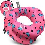 BCOZZY Chin Supporting Travel Pillow- Unique Patented Design Offers 3 Ergonomic Ways to Support The Head, Neck, and Chin When Traveling and at Home. Fully Washable. Set of 2, Navy + Pink