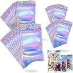 120 Pieces Smell Proof Bags Mylar Bags Aluminum Metallic Foil Bag for Food Storage, Packaging Products, Smell Proof Bags(Holographic Color)