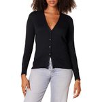 Amazon Essentials Women's Classic Fit Lightweight Long-Sleeve V-Neck Cardigan Sweater, Black, Small