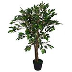 Leaf Artificial Tree/Plant, Dark Green Ficus, 90cm