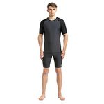 Speedo Men's Endurance 10 Short Sleeve Suntop - Oxid Grey & Black