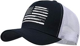 VIONLAN Baseball Cap American Flag Trucker Hat for Men Women 3D Embossed Logo Adjustable Outdoor Mesh Snapback Hat, Navy/White Flag, One Size