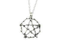 Large Pentacle Necklace, sterling silver or silver plated or black choker chain, pentagram gothic jewellery halloween costume witch witchcraft wiccan pagan wicca occult 90s y2k