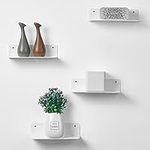 OAPRIRE White Floating Wall Shelves Set of 4 - Easily Expand Wall Space - Acrylic Small Shelf for Bedroom, Bathroom, Kitchen, Living Room, Office, Playroom with Cable Clips - 9 Inch