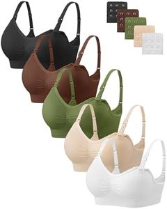 Angelhood Nursing Bra 5 Pack Womens Maternity Breastfeeding Seamless Wireless Sleep Bra with Extenders