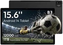 MESWAO 15.6 Inch Android 14 Tablet, 2025 Large Tablet with1080 IPS HD Display Big Screen, 8-Core, 6GB+128GB, Support 512G TF Card, 12000mAh Long Lasting Battery for Movie/Work-Space Gray