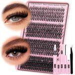 Goddvenus Fluffy Individual Eyelashes Kit 60+70+80+100D Clusters Lashes Kit 320Pcs Eyelash Individual DIY Lash Extension kit Russian D Curl Lashes Individual Cluster with Bond and Seal (12-18mm Mix)