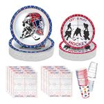 104PCS Hockey Party Table Supplies Kit Serve 26, Includes Dinner Plates, Dessert Plates, Napkins, Cups for Ice Hockey Birthday Party Sport Events Decorations Favors