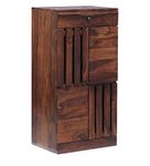 PIPERCRAFTS® Solid Sheesham Wood Doors Shoe Cabinet Shoe Rack in Rustic Teak Finish (Design 12)