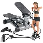 Sunny Health & Fitness Mini Stepper with Resistance Bands Black