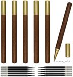 Maydahui 6PCS Wood Rollerball Gel Pen Rosewood Brass Pens Sandalwood Metal Pen With 10PCS Pen Refills Black Ink for School Signature Party Business