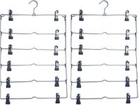 Neusu Space Saving Skirt Hanger - Metal with Clips - for 6 Skirts (2, 6 Skirts)