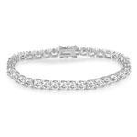 GEMSME 18K White Gold Plated 5.0 Round Cubic Zirconia Classic Tennis Bracelet 7.5Inch