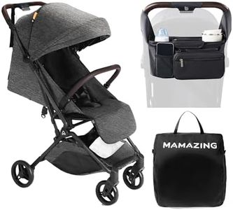 MAMAZING Lightweight Baby Travel Stroller with Organizer & Cushion–Mom’s Choice Gold Award Winner, Compact & Airplane-Friendly, One-Handed Folding Design, 11.6 lbs, Perfect for Toddlers, Black