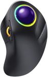 ProtoArc Wireless Bluetooth Trackball Mouse, EM03 Ergonomic RGB Rollerball Mouse Rechargeable Computer Laptop Mouse, 3 Device Connection&Index Finger Control for iPad, Mac, Windows-Purple