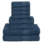 GLAMBURG Ultra Soft 8-Piece Towel Set - 100% Pure Ring Spun Cotton, Contains 2 Oversized Bath Towel 27x54, 2 Hand Towel 16x28, 4 Wash Cloths 13x13- Ideal for Everyday use, Hotel & Spa - Mineral Blue