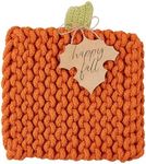 Mud Pie Orange Pumpkin Knit TRIVET, 9 3/4" x 8"