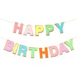 Propsicle Colorful Happy Birthday Bold Letters Banner for Kids and Adults Party Decorations, Rainbow Colors Happy Birthday Sign Backdrop Hanging Decorations