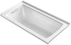 KOHLER K-1946-L-0 Alcove Bath with Tile Flange and Left-Hand Drain, 60" X 30", White