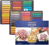 Artecho 72pcs Soft Pastels, 70 Colors Including 4 Fluorescent Colors, Extra Free Black & White, Square Chalk for Drawing, Blending, Layering, Shading, Pastels Art Supplies