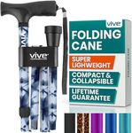 Vive Folding Cane - Foldable Walking Cane for Men, Women - Fold-up, Collapsible, Lightweight, Adjustable, Portable Hand Walking Stick - Balancing Mobility Aid - Sleek, Comfortable