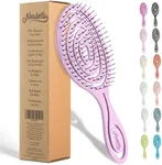 Ninabella Organic Detangling Hair Brush for Women, Men & Children - Does not Pull on Hair - Hair Straightening Brushes for Straight, Curly & Wet Hair - Unique Spiral Hairbrush