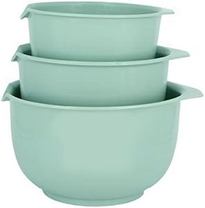 GLAD Mixing Bowls with Pour Spout, Set of 3 | Nesting Design Saves Space | Non-Slip, BPA Free, Dishwasher Safe Plastic | Kitchen Cooking and Baking Supplies, Sage Green