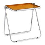 KAIHAOWIN Folding TV Tray Table Clear Acrylic Foldable Table No Assembly Required Tiny Desk for Home Office Side Table Small Computer Desk for Small Spaces-Tawny