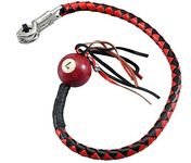 36" Long 1/2“ Diameter Red and Black Motorcycle Get Back Whip with NO. 7 Red Pool Ball