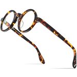 HEPIDEM Acetate Men Vintage Round Optical Glasses Frame Spectacles Optical Eyeglasses Zolman, Leopard Small 42mm, 42