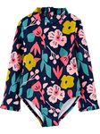 Simple Joys by Carter's Girls' Toddler 1-Piece Assorted Rashguard Sets, Floral/Navy, 5T