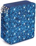 BTSKY Colored Pencil Case- 160 Slots Pencil Holder Pen Bag Large Capacity Pencil Organizer with Handle Strap Handy Colored Pencil Box with Printing Pattern Blue Star