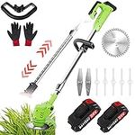 Cordless Grass Trimmer 1680w Portable Electric Lawn Mower with 24v 13000mah 2 Battery and Charger Weed Eater Lawn Grass Cutting Machine,for Lawn Edger Trimming Care Weed Puller,green