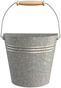 Panacea 83220 10.3x5.3x8.6 Half Round Wall Buckets with Wood Handles -Galvanized