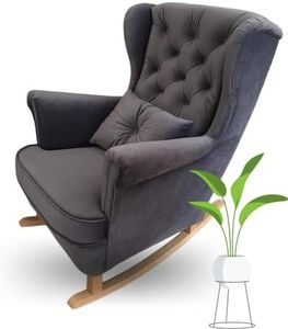 MartHome Schaukelstuhl Wohnzimmer - Relaxsessel, Schwingsessel - Stillstuhl, Schaukelstuhl - Komfortable Sessel für Schwangere Frauen, Velour Schaukelsessel, Relaxstuhl (Dunkelgrau)
