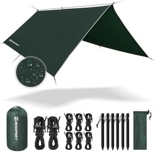 Bessport Impermeabile Tarp Campeggio 3x3M, Telone da Campeggio PU 3000 mm per amaca Protezione UV, Ultra Leggero, Antistrappo, per Picnic All'aperto, Escursione