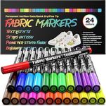 APOGO 24 Fabric Pens Permanent for Clothes White T Shirt Design Kit Canvas Tote Bag Pillowcases Plain Cotton Bags Shoes Baby Shower Games, and Craft Paint Pens Art Markers for Adults Kids Gift