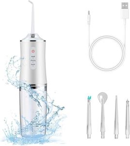 Flowlet Powerfull Smart Water Dental Flosser | Pure White with 4 Nozzle tips | 3 Jet Water Pressure Settings | Removers 99% Food Residues | 220ml Water Tank Capacity | IPX7 Waterproof | 6 Months Warranty
