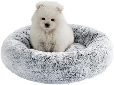 Best Friends by Sheri SnuggleSoft Faux Rabbit Fur Memory Foam Calming Donut Bed for Small Dogs and Cats, Grey, 18" x 18"