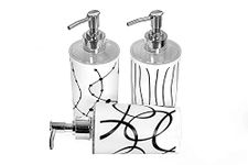 Bigining™ Soap Dispenser Bottle Set with Pump for handwash in Bathroom Kitchen Sink, White Plastic Body and Chrome Finish top(Pack of 3,Capacity - 350 ml Each)