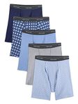 Fruit of the Loom Men's No Ride Up Boxer Brief, Prints and Solids (5-Pack), Small