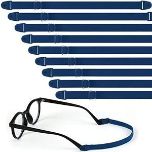 9 Pcs Kids Glasses Strap with Snap Button Elastic Adjustable Eyeglass Band Nonslip Glasses Holder for Kids Safety Eyewear Retainers for Toddler Sports Eye Glass Sunglasses Lanyard (Navy Blue)
