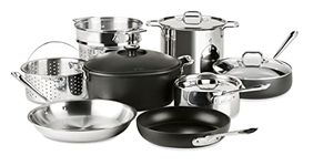 All-Clad Multi Material Cookware Set, 12-Piece, Silver and Black