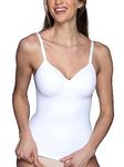 Vanity Fair Women's All Over Smoothing Shapewear for Tummy Control: Tops, Bottoms, Body Suits, Shaping Built-in-Bra Cami - White, Small