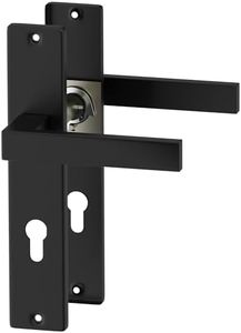ERGO line CUBE garnitures de porte carrées, noires, poignée avec serrure intégrée serrure à cylindre ensemble de poignées avec rosette longue, garniture de porte, poignée, tige carrée de 7 mm