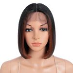 NOBLE Highlights Bob Wigs HD T Lace Front Wigs for Women Black To Brown 10 inches Short Ombre Realistic Synthetic Wigs for Party Cospaly Wig and Daily Used.